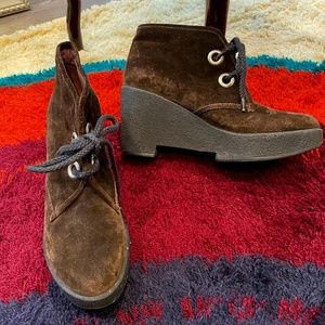 Robert Clergerie Brown Suede Platform Bootie 9